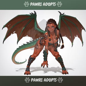 Dragon Fursona Adopt – Unique Anthro Character for Adoption – Furry Fantasy OC – One of a Kind Female Dragon – Scalie, Digital Character Art