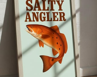 Lámina artística de pez rojo con pez salado / Decoración de pesca costera (61 x 91 cm)