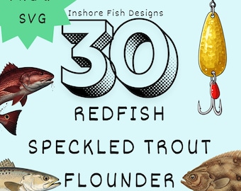 Diseños de pesca costera: paquete de imágenes PNG y SVG de gallineta nórdica, trucha y platija