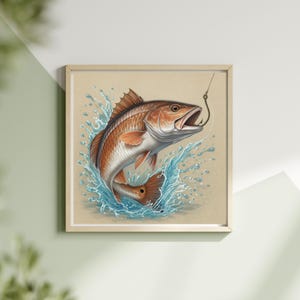 Angeln Wand Kunst Digitaler Download Rotbarsch Kunstwerk Angeln Kunst Rote Trommel Fisch Louisiana Rotbarsch Florida Rotbarsch DIY Angeln Logo Küstenfische