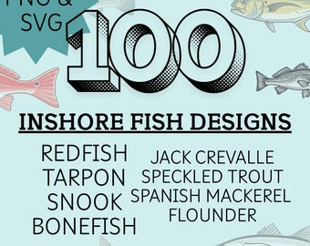 Diseños para pesca costera: gallineta nórdica, sábalo y róbalo (SVG y PNG) (Descarga digital)