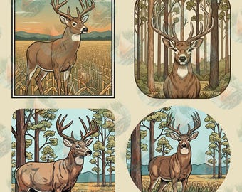 Diseño vintage de astas de ciervo: ciervo rústico PNG SVG (descarga digital)