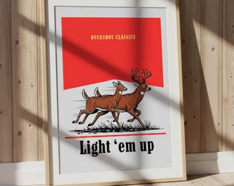 Impresión vintage de venado cola blanca / Arte mural de caza con perdigones / Regalos para amantes de la naturaleza / Regalos de Navidad