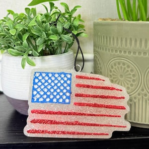 American flag car freshie | patriotic | car air freshener | air freshener | hanging car air freshener | car freshy | smelly