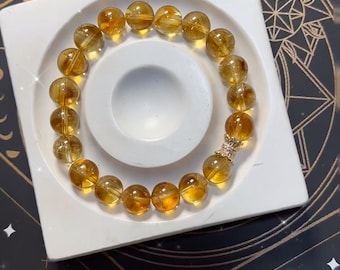 Handmade Citrine Bracelet: Natural Quartz Crystal for Wealth & Joy