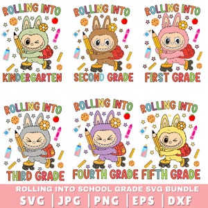 Rolling Into School Grade Bundle SVG ,Monster Dol Back to School PNG Bundle, First Day of School PNG, 1st/2nd/3rd Grade, Pre-k, Kindergarten