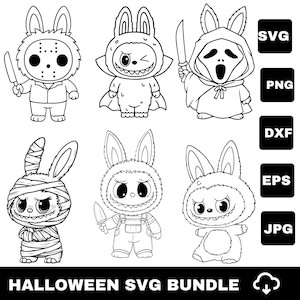 Monster Doll Halloween Png Bundle, Cute Horror Movie Character Png, Doll Cartoon Halloween Png, Kawaii Halloween Sublimation design png