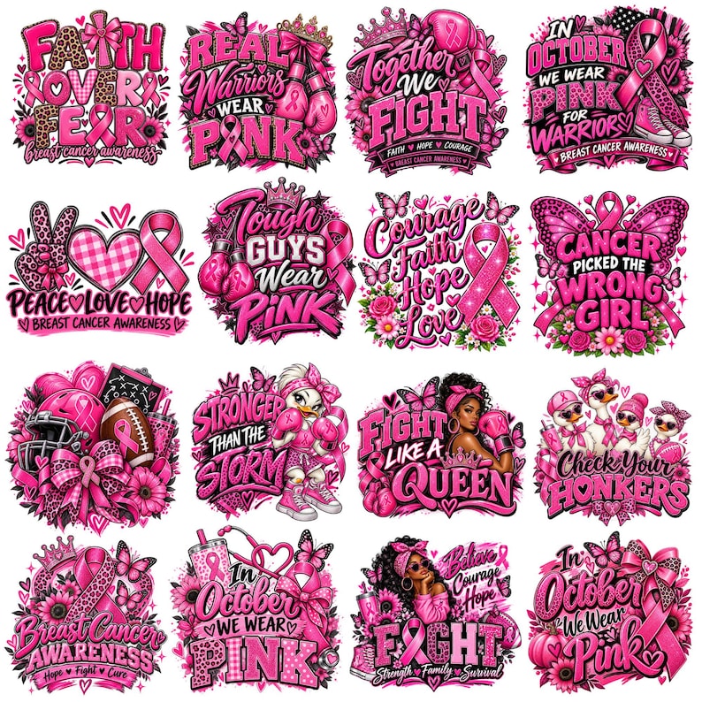 Pink Ribbon Cancer Free 20+ Breast Cancer Png Bundle, Breast Cancer Awareness Png, in October ...
