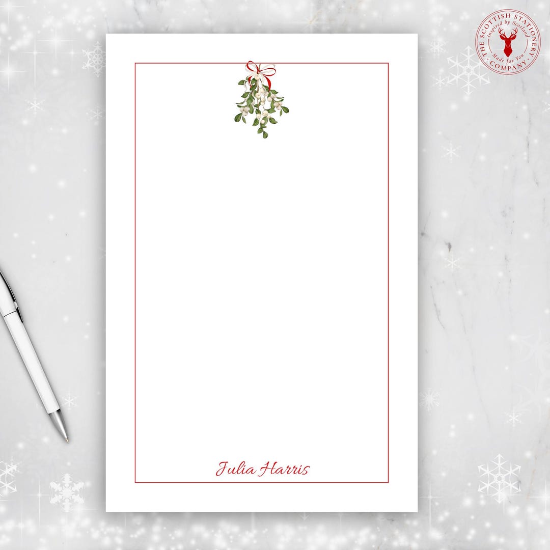 Mistletoe Design | Notepads & Note Cards | Personalized Christmas ...