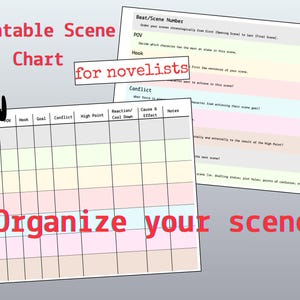 Scene Chart Printable Worksheet for Scene Structure for Novel Planning