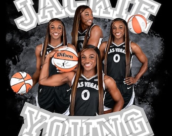 Jackie Young Las Vegas Aces Collage, WNBA Digital Art (Digital Download) PNG