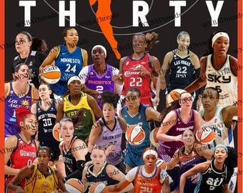 Vintage Style WNBA 30th Anniversary Digital File | Basketball Graphic PNG | Digital Download