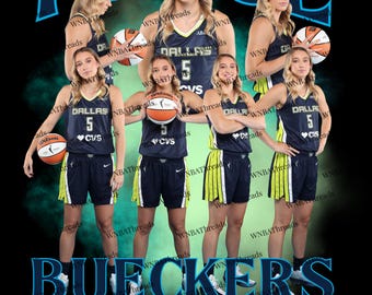 Paige Bueckers Collage, WNBA Dallas Wings Art (Digital Download) PNG