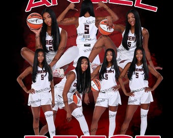 Angel Reese Collage, WNBA Atlanta Dream Art (Digital Download) PNG