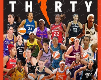 Vintage Style WNBA 30th Anniversary Poster Digital File | 24x36 Basketball Graphic PNG | Digital Download