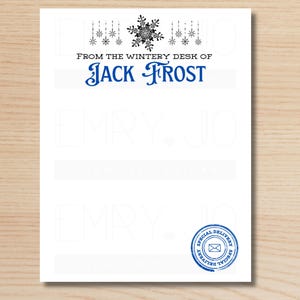Jack Frost Letter Template Digital Download