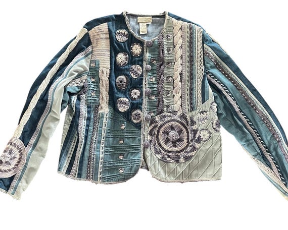 Coldwater Creek Patchwork Crochet Jacket – Vintag… - image 7