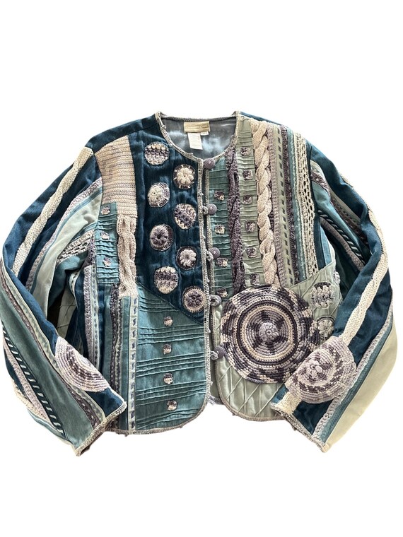 Coldwater Creek Patchwork Crochet Jacket – Vintag… - image 11