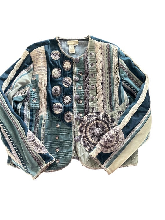 Coldwater Creek Patchwork Crochet Jacket – Vintag… - image 9