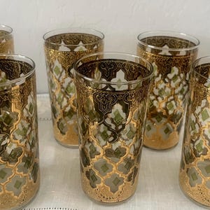 Mid-Century Modern Culver 22-Karat Glit-Valencia Highball Glasses – Set of 6