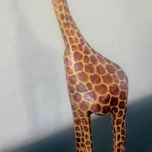 Hand-Carved Wooden Giraffe Sculpture: African Safari Decor, 12&quot; Tall