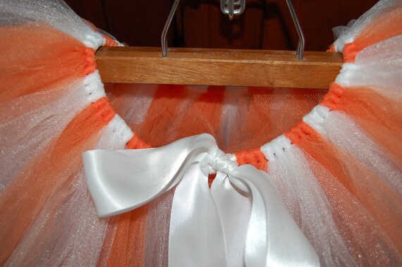 up to 10 long Custom SEWN tutu Orange White Tutu Tangerine Dreams sizes up to 5T