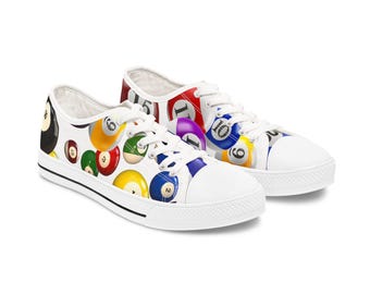 Billiard Pool Balls Women's Low Top Sneakers | Cue Sports Shoe Print