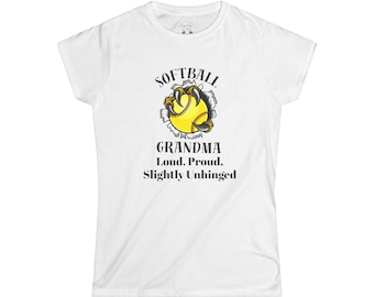 Softball Grandma Tee | Loud Proud Slightly Unhinged, Softball Silhouette Back