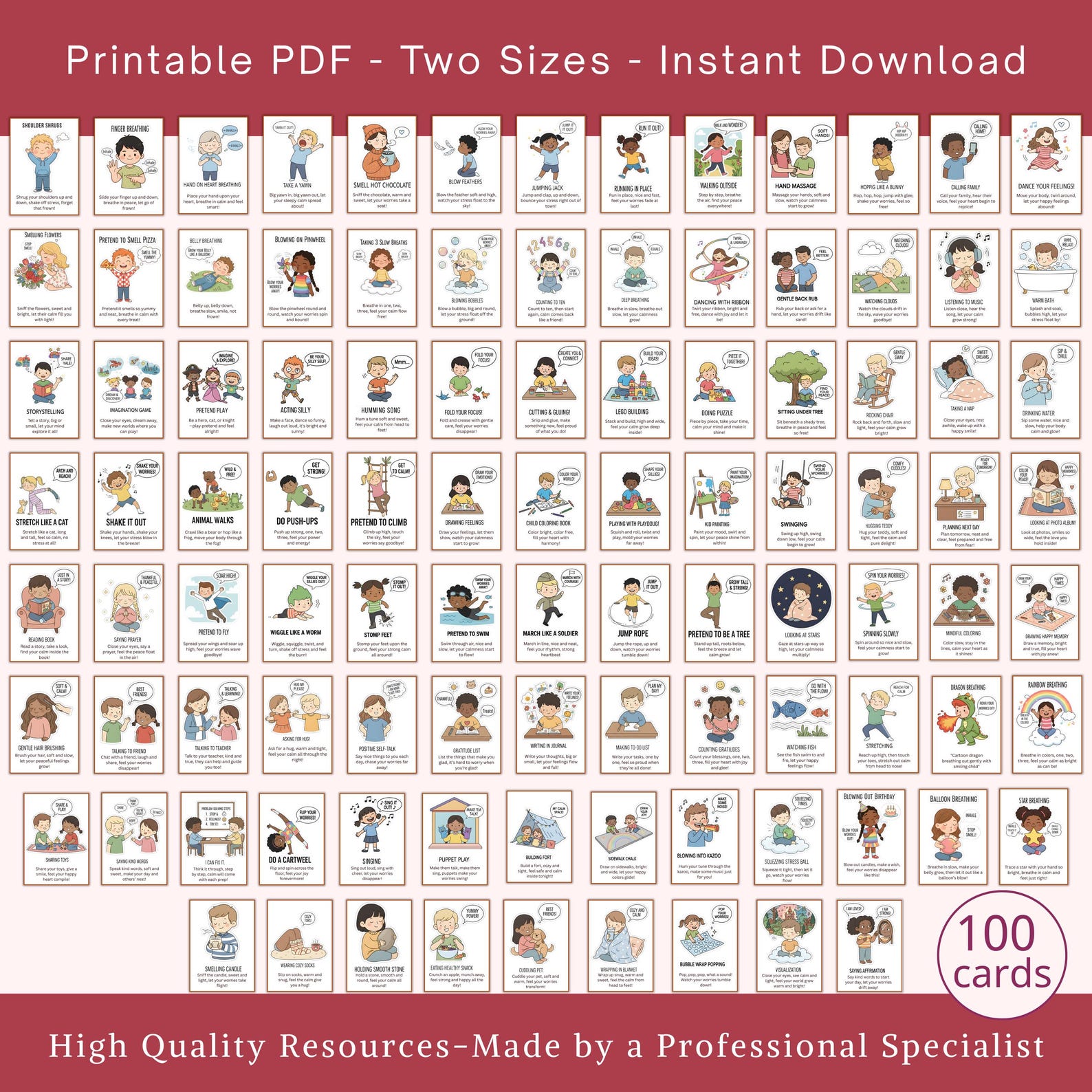100 Coping Skills Flashcards for Kids – Mindfulness, Emotional ...