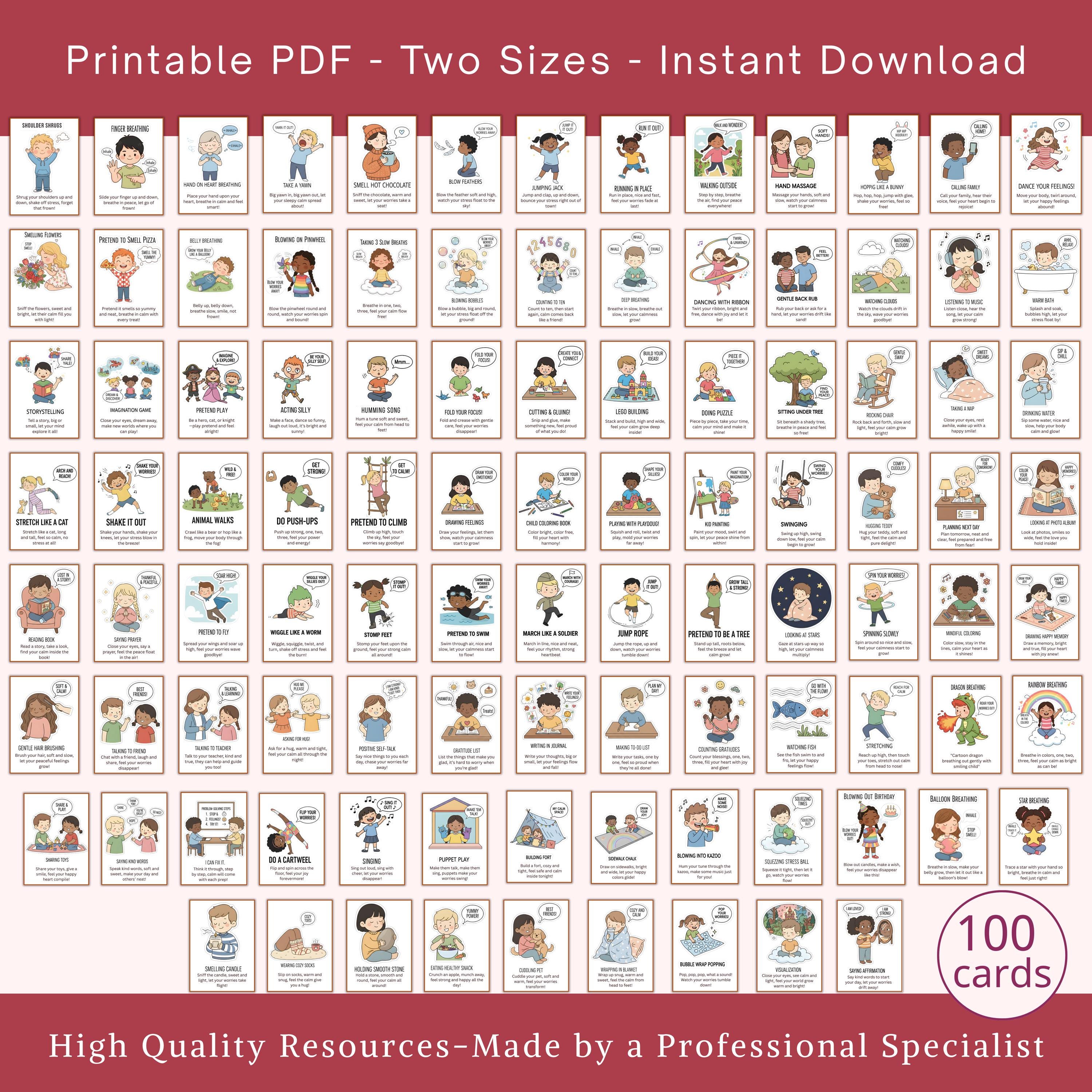 100 Coping Skills Flashcards for Kids – Mindfulness, Emotional ...