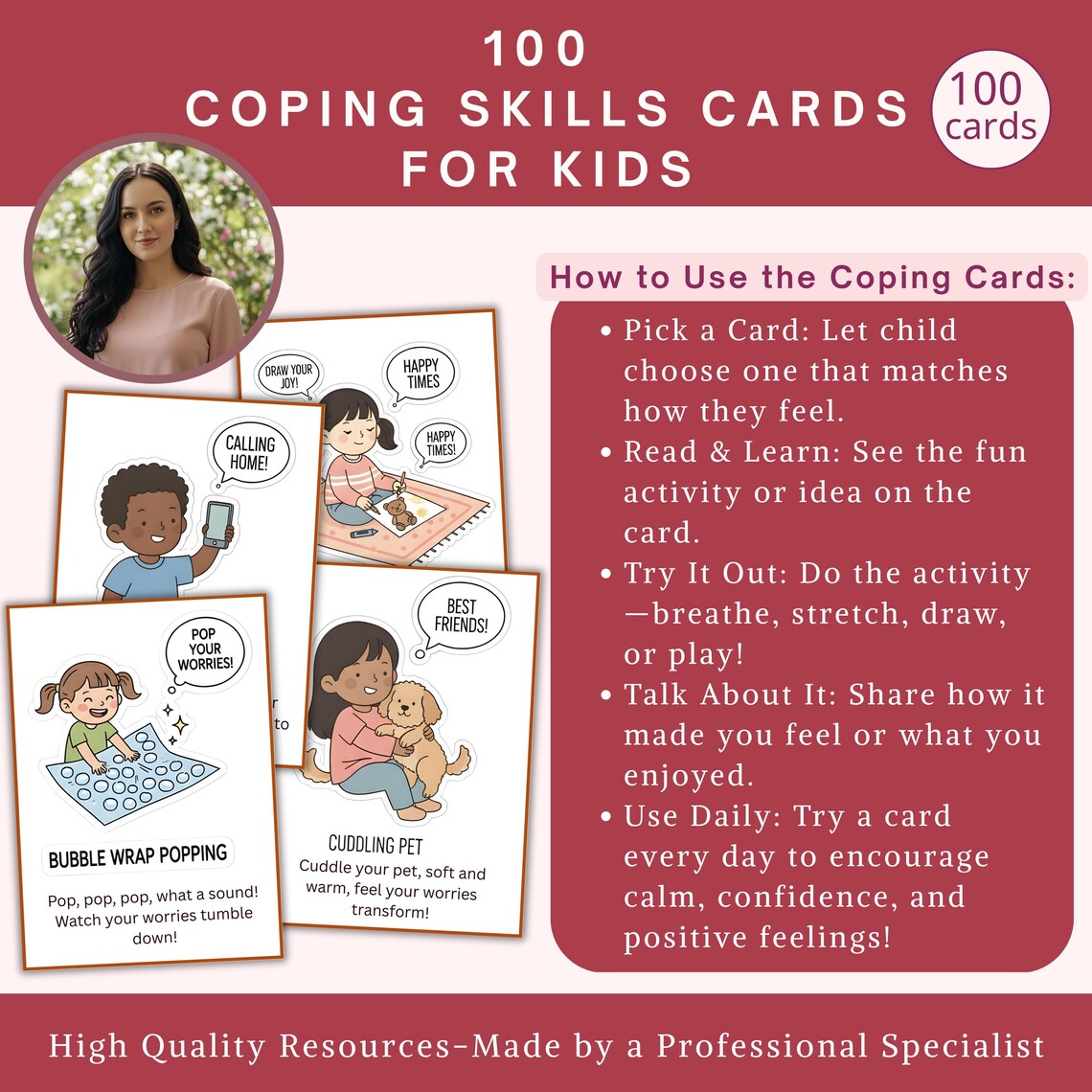100 Coping Skills Flashcards for Kids – Mindfulness, Emotional ...
