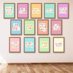 Set of 13 Inspirational Classroom Quotes Posters Teacher Wall Art Motivational Classroom Printables Colorful Back-to-School Student Decor