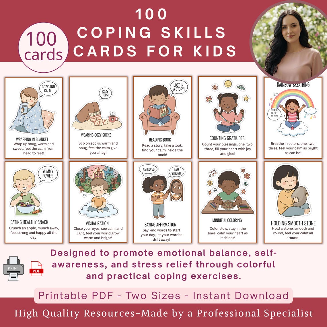 100 Coping Skills Flashcards for Kids – Mindfulness, Emotional ...
