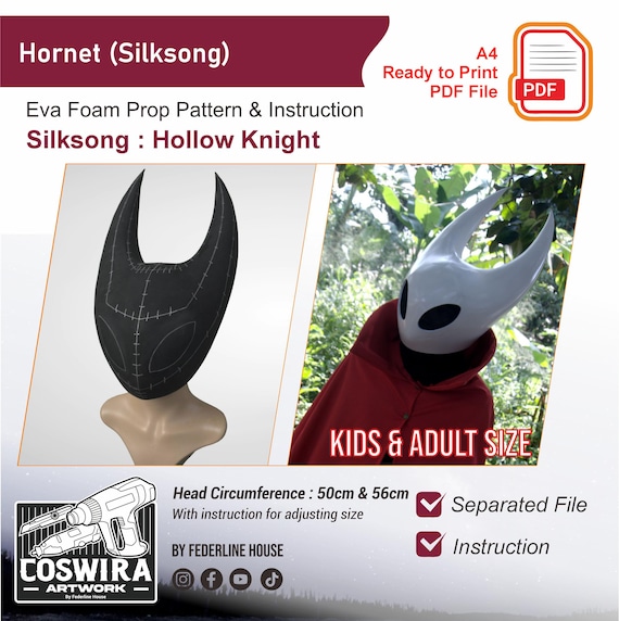Hornet (Silksong) Helmet Mask Template + Video – EVA Foam Pattern Inspired by Hollow Knight - You Can Change The Eye - Instruction Included