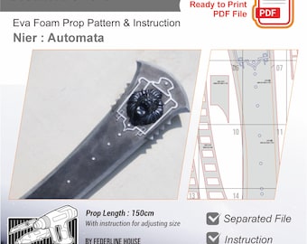 Beastlord Sword Prop Pattern Template – EVA Foam Pattern (Lion Head STL Included) Inspired by NieR