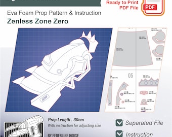 Modelo de acessório para manopla de isqueiro – Padrão de espuma EVA inspirado em Zenless Zone Zero para cosplay e construções DIY