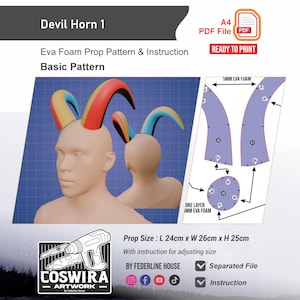 Devil Horn No.1 Prop Pattern Template – EVA Foam Pattern for Cosplay and DIY Builds Inspired by Fantasy Demon Style
