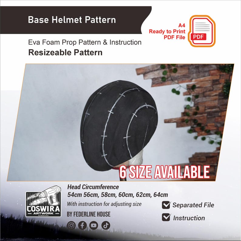 Updated V2 Base Helmet Pattern With Video Tutorial – EVA Foam Template ...