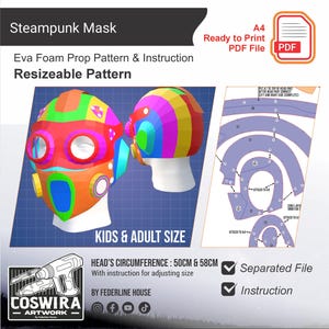 Steampunk-maskmönstermall – EVA-skummönster för cosplay och gör-det-själv-byggen