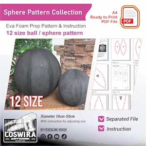 Prop Template + Video : Ball Sphere – EVA Foam Pattern Set with 12 Sizes for DIY Builds & Cosplay Crafting