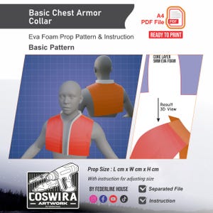 Basic Chest Armor Collar Prop Pattern Template – Basic EVA Foam Pattern for Cosplay and DIY Builds