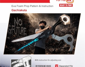 Riyo Reaper Scissors Prop Pattern Template With YouTube Video – EVA Foam Pattern for Cosplay & DIY Builds Inspired by Gachiakuta