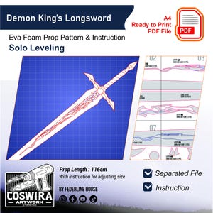 Plantilla de espada larga del Rey Demonio: patrón de espuma EVA inspirado en Sung Jin-Woo
