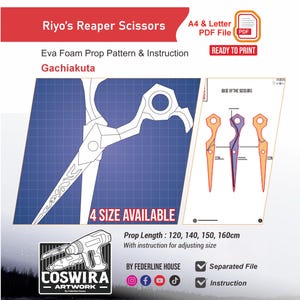Riyo Reaper Scissors Prop Pattern Template - EVA Foam Pattern für Cosplay & DIY Builds Inspiriert von Gachiakuta