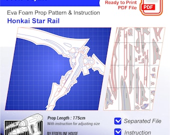 Seele’s Scythe Prop Template – EVA Foam Pattern Inspired by Honkai Star Rail for Cosplay & DIY Builds