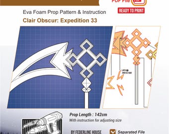 Charnon Sciel Scythe Prop Pattern Template – EVA Foam Pattern for Cosplay & DIY Builds Inspired by Clair Obscur Expedition 33