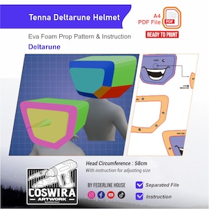 Tenna Helmet Prop Pattern Template – EVA Foam Pattern for Cosplay and DIY Builds Inspired by Deltarune