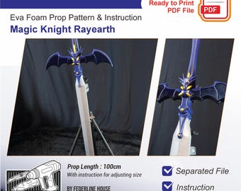 Umi Sword Prop Pattern Template – EVA Foam Pattern for Cosplay & DIY Builds Inspired by Magic Knight Rayearth