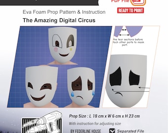 Gangle Mask Prop Pattern Template – EVA Foam Pattern for Cosplay and DIY Builds Inspired by The Amazing Digital Circus