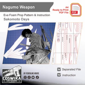 Prop Template + Video : Nagumo Knife – EVA Foam Pattern Inspired by Sakamoto Days for DIY Cosplay Builds (PDF Download)